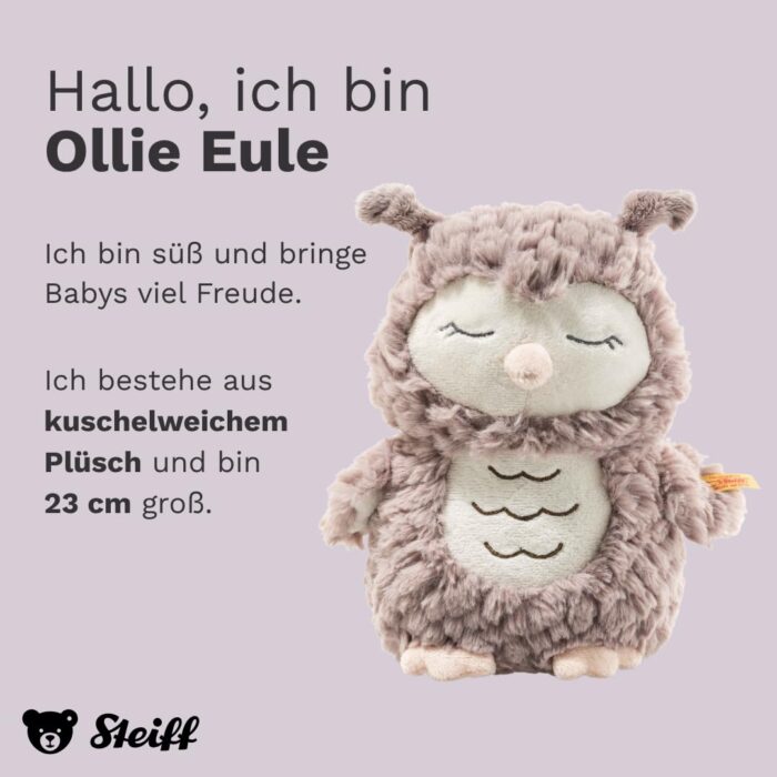 Steiff Kuscheltier Ollie Eule, Süßes Stofftier, Jungen, Mädchen & Babys ab 0 Monaten, Friends, – Bild 6