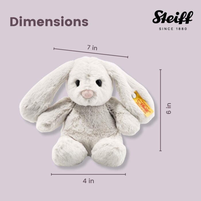 Steiff Hoppie Hase 18 cm hellgrau, Hase mit Schlappohren, Soft Cuddly Friends, flauschiges Stofftier zum Kuscheln – Bild 2