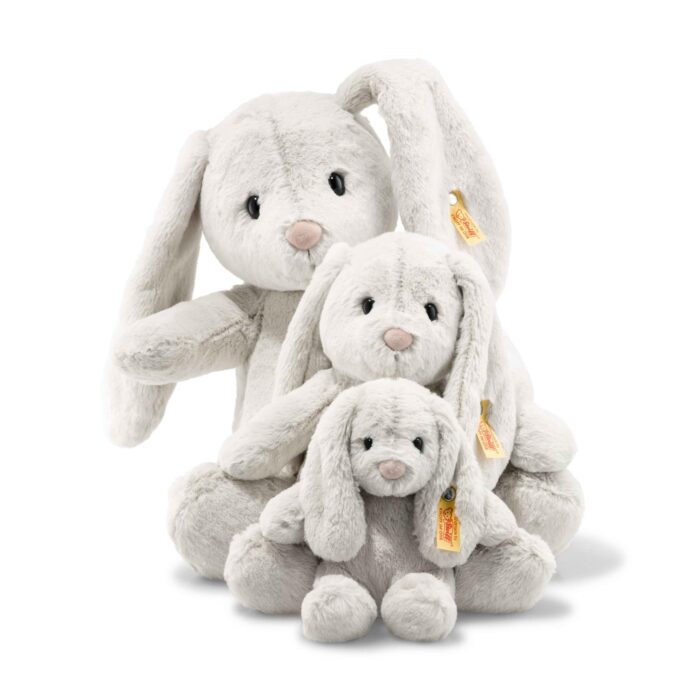 Steiff Hoppie Hase 18 cm hellgrau, Hase mit Schlappohren, Soft Cuddly Friends, flauschiges Stofftier zum Kuscheln – Bild 5